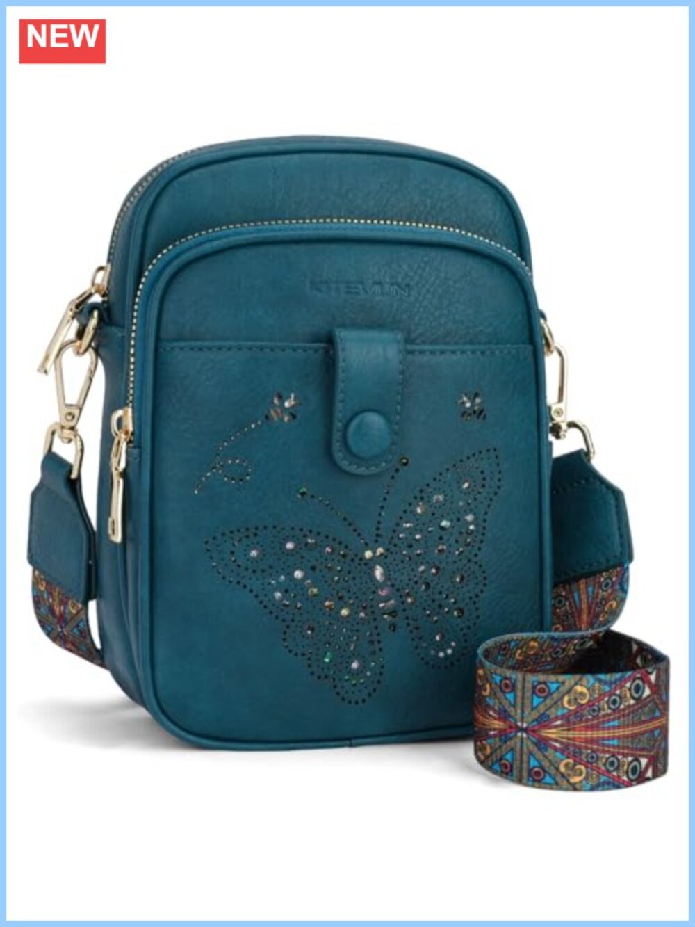 Small Butterfly Crossbody Bag Vegan Leather RFID Purse with Card Slots